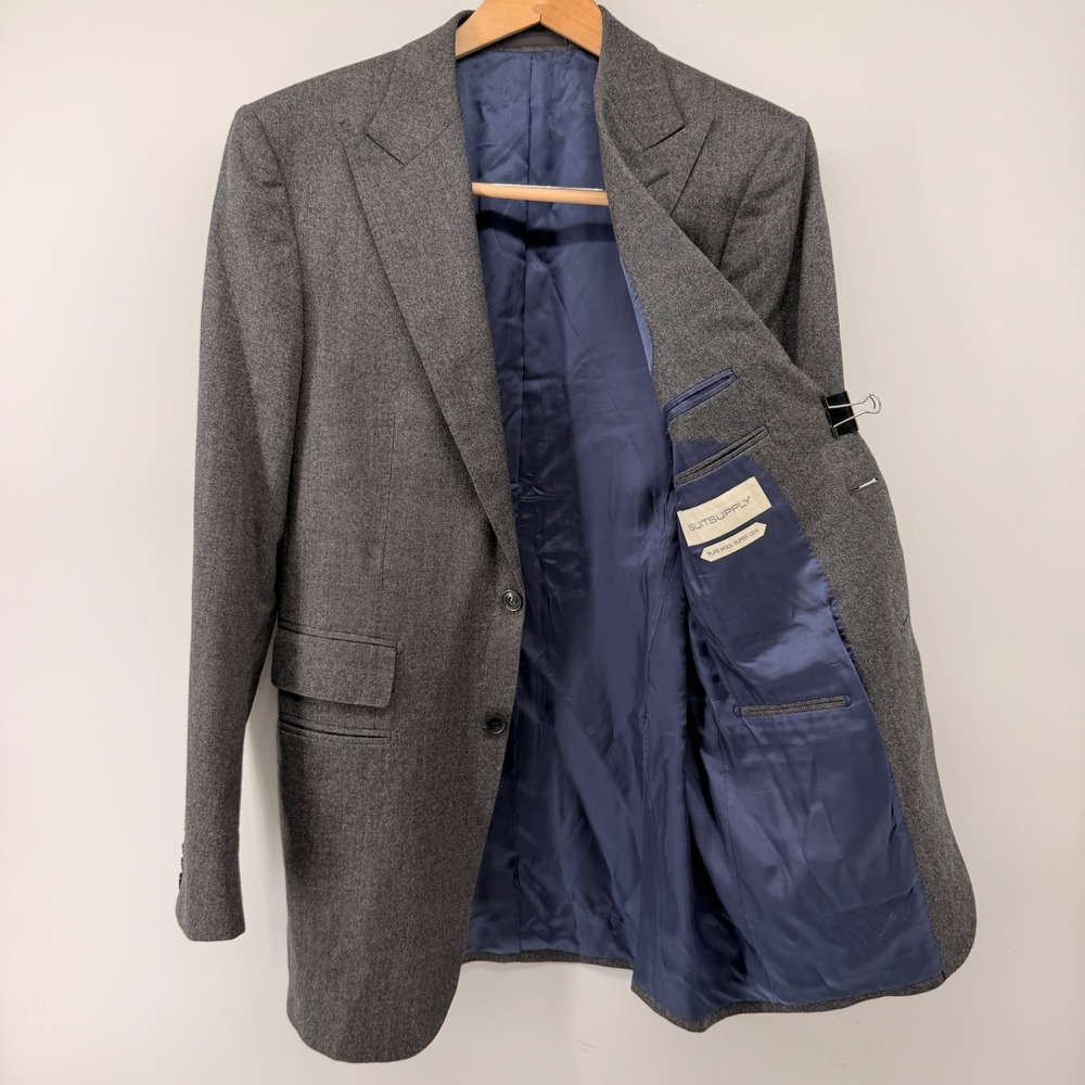 Suitsupply‎ Blazer Mens 40L Grey 3 Button Vitale Barberis Canonico Wool